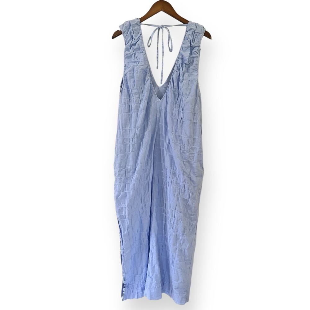 Free People Dress Agatha Midi Blue Long Oversize Boho Textured Lagenlook Medium - Picture 11 of 11